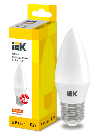 LLA-C35-6-230-30-E27_Лампа светодиодная  6Вт 3000К 540Лм E27 свеча IEK