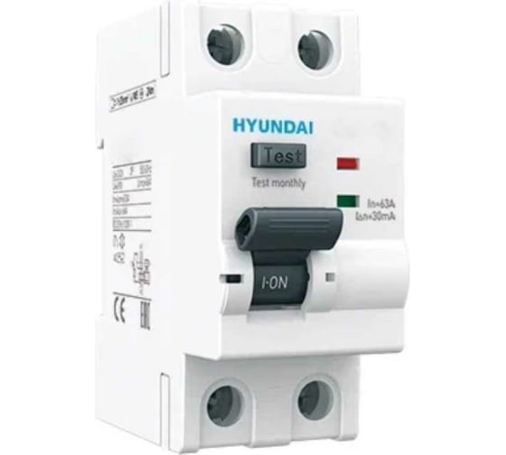 Выключатель автоматический дифференциальный HRO63M 1п+Н 40А 30мА 6кА C AC (Standard) HYUNDAI