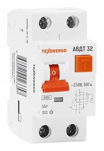 50_Выключатель автоматический дифференциальный АД-32 1п+Н 40А 30мА AC C Texenergo