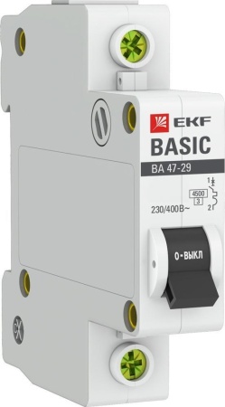 1_Выключатель автоматический ВА 47-29 1п 63А (С) 4,5кА Basic EKF