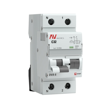 Выключатель автоматический  дифференциального тока 1P+Н 32А 30мА 6кA AC (С) DVA-6 AVERES EKF