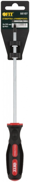 Отвертка PH1*150 мм, CrV, прорезиненная ручка, Универсал FIT